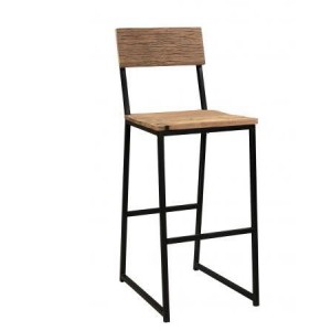 The Cosgrove Collection Reclaimed Wood Bar Chair With Metal Frame Pair