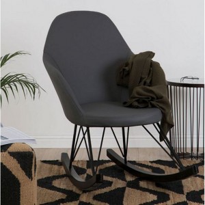 Kolding Dark Grey Faux Leather and Metal Chair