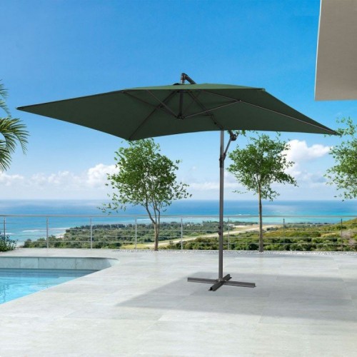 Nova Garden Furniture Barbados Rectangular 30cm x 20 cm Green Cantilever Parasol