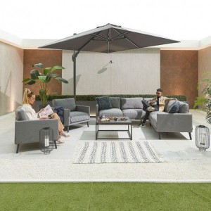 Nova Garden Furniture Bliss Light Grey Outdoor Fabric Corner Sofa Set with 2 Armchairs