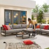 Nova Garden Furniture Alessandria Grey Aluminium Corner Sofa Set with Table & Stool