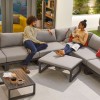 Nova Garden Furniture Alessandria Grey Aluminium Corner Sofa Set with Table & Armchair