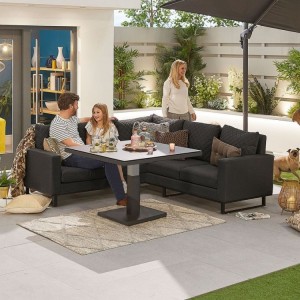 Nova Outdoor Fabric Eclipse Dark Grey Compact Corner Dining Set with Rising Table