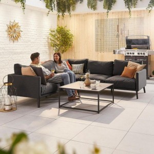 Nova Garden Furniture Bliss Dark Grey Outdoor Fabric Corner Sofa Set