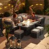 Nova Garden Furniture Cambridge Grey Rattan Right Hand Reclining Casual Dining Corner Sofa Set with Firepit
