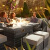 Nova Garden Furniture Cambridge Grey Rattan Right Hand Reclining Casual Dining Corner Sofa Set with Firepit