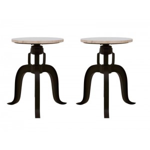Vasco Industrial Furniture 3 Iron Leg Adjustable White Marble Bar Stool (Pair)