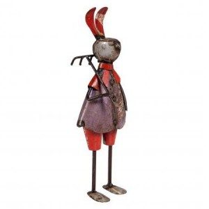 Recycled Iron Multicolour Rabbit with Rake