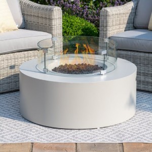 Maze Lounge Outdoor Furniture Pebble White 90cm Round Fire Pit Coffee Table