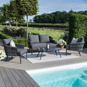 Maze Lounge Outdoor Fabric Marina Charcoal 2 Seat Sofa Set with Coffee Table