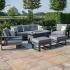 Maze Lounge Outdoor Fabric Amalfi Grey 3 Seat Sofa Set With Rectangular Fire Pit Table