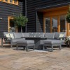 Maze Lounge Outdoor Fabric Amalfi Grey Large Corner Group Sofa Set With Fire Pit Table