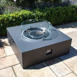 Maze Lounge Outdoor Furniture Charcoal Square Fire Pit Coffee Table