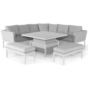 Maze Lounge Outdoor Fabric Pulse Lead Chine Deluxe Square Corner Dining Set with Rising Table