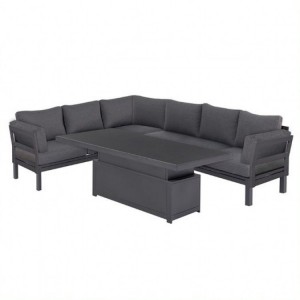 Maze Lounge Outdoor Fabric Oslo Charcoal Corner Group Sofa with Rising Table 