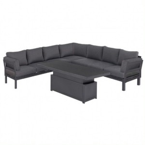 Maze Lounge Outdoor Fabric Oslo Charcoal Large Corner Group Sofa with Rising Table  