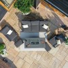 Maze Lounge Outdoor Fabric Manhattan Charcoal Reclining 3 Seat Sofa Set with Fire Pit Table & Footstools
