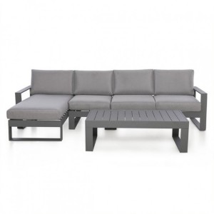 Maze Lounge Outdoor Fabric Amalfi Grey Chaise Sofa Set  