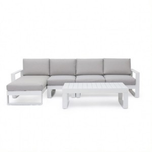 Maze Lounge Outdoor Fabric Amalfi White Chaise Sofa Set  