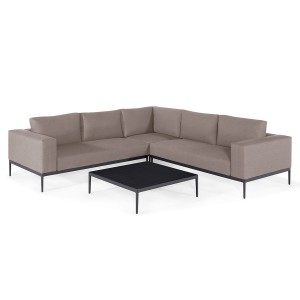Maze Lounge Outdoor Fabric Eve Taupe Corner Sofa Group with Coffee Table