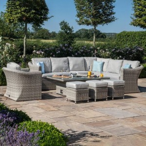 Maze Rattan Garden Furniture Oxford Deluxe Large Corner Dining Set with Rising Table and Armchair  