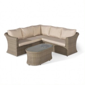 Maze Rattan Garden Furniture Winchester Small Corner Sofa Set with Fire Pit Table  