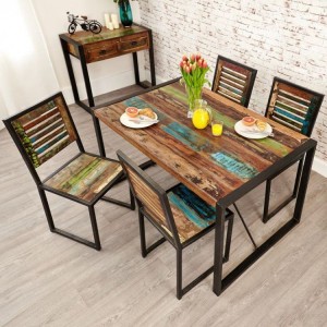 New Urban Chic Furniture 140cm Dining Table & Four Dining Chair Set