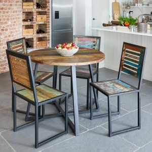 New Urban Chic Furniture 100cm Dining Table & Four Dining Chair Set