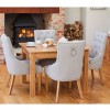 Mobel Oak Furniture Four Seater Dining Table & Light Grey Fabric Chair Set