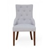 Mayan Walnut Furniture Grey Narrow Back Upholstered Pair of Chairs