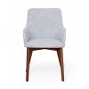 Mayan Walnut Furniture Light Grey Upholstered Pair of Armchairs