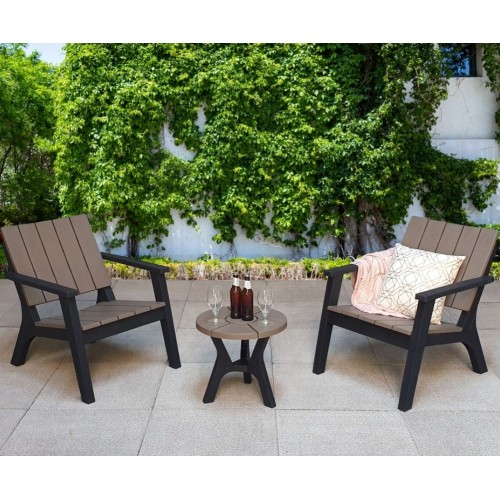Signature Weave Garden Furniture Polly Tone Black & Grey Moulded Plastic 2 Seater Set