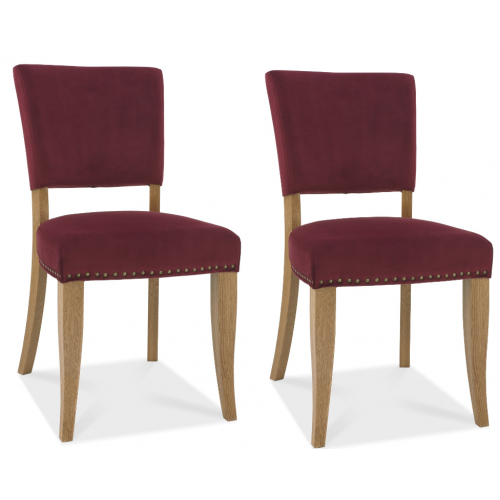 Bentley Designs Indus Oak Furniture Upholstered Red Velvet Chair (Pair)