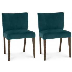 Bentley Designs Turin Dark Oak Green Velvet Low Back Chair (Pair)