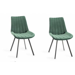 Bentley Designs Fontana Furniture Green Velvet Fabric Chairs Pair