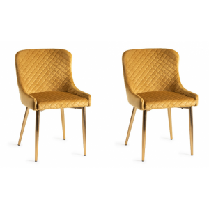 Bentley Designs Cezanne Mustard Velvet Fabric Chairs