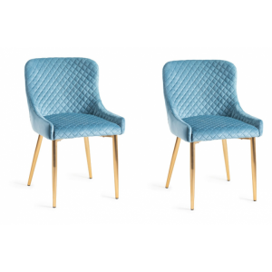 Bentley Designs Cezanne Petrol Blue Velvet Fabric Chairs