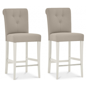 Montreux Soft Grey Painted Furniture Grey Bonded Leather Bar Stool Pair