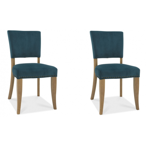 Bentley Designs Indus Oak Furniture Upholstered Green Velvet Chair (Pair)