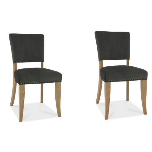 Bentley Designs Indus Oak Furniture Upholstered Grey Velvet Chair (Pair)