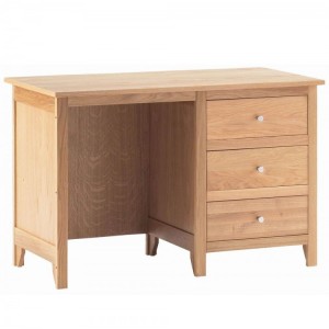 Corndell Nimbus Satin Oak Furniture 3 Drawer Single Pedestal Desk