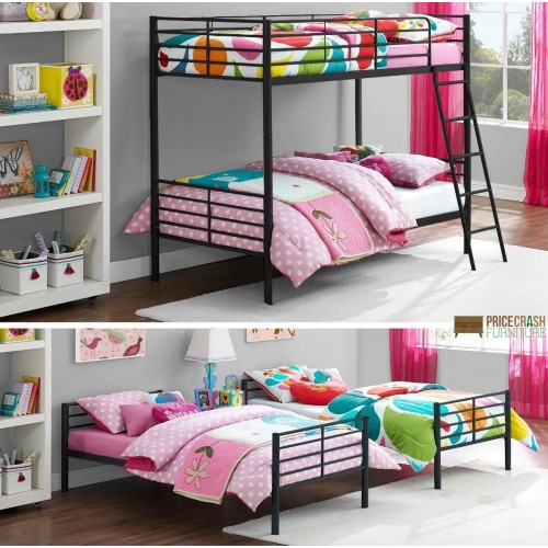 Contemporary Metal Furniture 3ft Convertible Single Over Single Bunk Bed