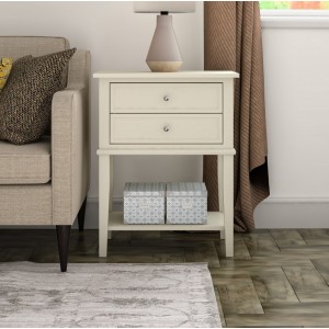 Franklin Wooden Furniture White Accent Table with 2 Drawers