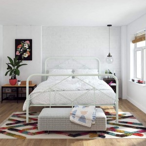 Novogratz Furniture Francis Farmhouse Dusty Green Metal Kingsize Bed