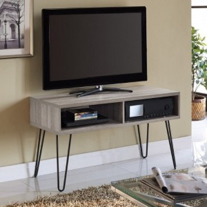 Owen Retro Wooden Furniture Grey 2 Shelves TV Stand 