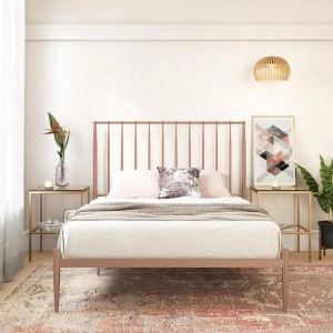 Giulia Furniture Millennial Pink Modern Metal Kingsize Bed