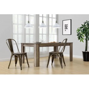 Fusion Furniture Antique Bronze Metal Dining Chair with Wooden Seat (Set of 2)