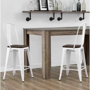 Luxor Furniture White 24 inch Metal Counter Stool in Pair