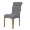Livorno Collection Light Grey Button Back Dining Chair with Scroll Top (Pair)