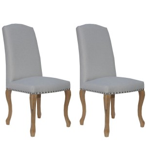 Livorno Collection Natural Carved Leg Luxury Dining Chair with Studs (Pair)